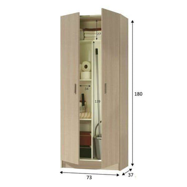 Multi-Tall Oak Effect 2-Door Utility Universal Storage Cupboard - 3292 - UK Luxury Furniture